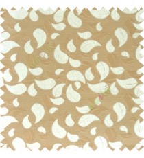 Copper brown cream color traditional paisley pattern embroidery leaves design with thick polyester background main curtain