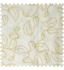 Yellowish green white color traditional paisley pattern embroidery leaves design with transparent polyester background sheer curtain