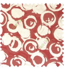 Maroon beige color geometric circles texture surface weaving pattern with thick polyester background main curtain