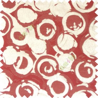 Maroon beige color geometric circles texture surface weaving pattern with thick polyester background main curtain