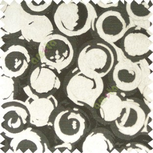 Black beige color geometric circles texture surface weaving pattern with thick polyester background main curtain