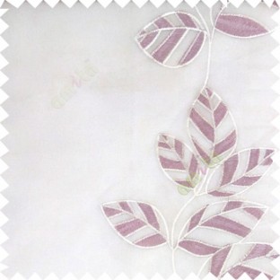 Purple white color Floral leaves vertical flowing pattern with transparent polyester background sheer curtain
