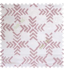 Purple white color geometric square shapes sharp edge angles texture embroidery patterns move forward backward  up and down arrows  with transparent fabric main curtain