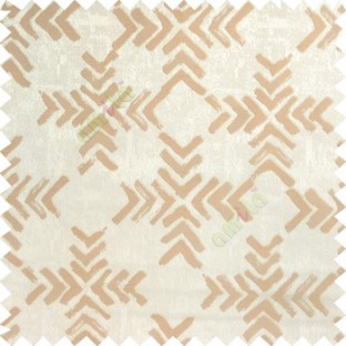 Copper brown grey color geometric square shapes sharp edge angles texture embroidery patterns move forward backward  up and down arrows  with transparent fabric main curtain