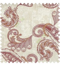 Mehroon grey gold color traditional paisley pattern floral leaves swirls circles texture surface with polyester thick background main curtain
