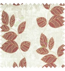 Mehroon gold grey color natural floral pattern leaves texture flowing hanging leaf with polyester thick background main curtain