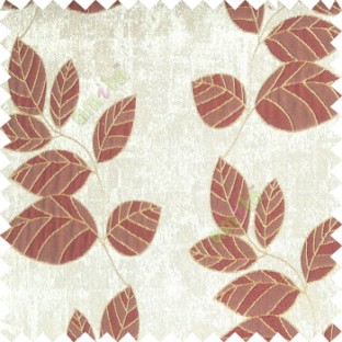 Mehroon gold grey color natural floral pattern leaves texture flowing hanging leaf with polyester thick background main curtain