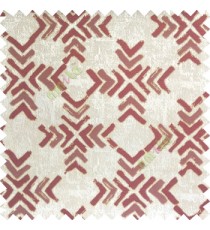 Mehroon gold grey color geometric square shapes sharp edge angles texture embroidery patterns move forward backward  up and down arrows  with transparent fabric main curtain