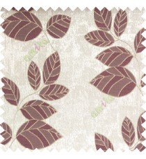 Purple grey brown color natural floral pattern leaves texture flowing hanging leaf with polyester thick background main curtain