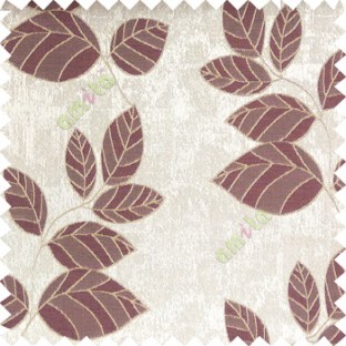 Purple grey brown color natural floral pattern leaves texture flowing hanging leaf with polyester thick background main curtain