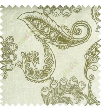 Green grey color traditional paisley pattern floral leaves swirls circles texture surface with polyester thick background main curtain