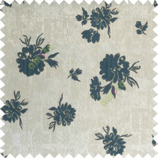 Blue grey brown color beautiful flower designs texture surface floral buds with thick polyester background main curtain