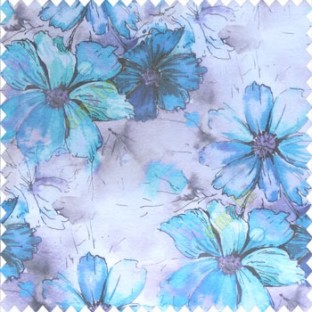 Beautiful natural blue purple black color daisy flower pattern scratches shiny background fabric leaf designs poly fabric main curtain