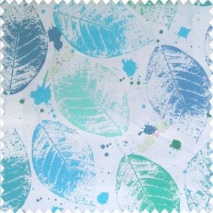 Blue green grey color natural big leaf designs colorful combination color splashes poly fabric main curtain