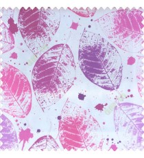 Pink purple grey color natural big leaf designs colorful combination color splashes poly fabric main curtain