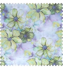 Beautiful natural yellow purple black cream green color daisy flower pattern scratches shiny background fabric leaf designs poly fabric main curtain