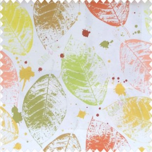 Green yellow brown orange color natural big leaf designs colorful combination color splashes poly fabric main curtain