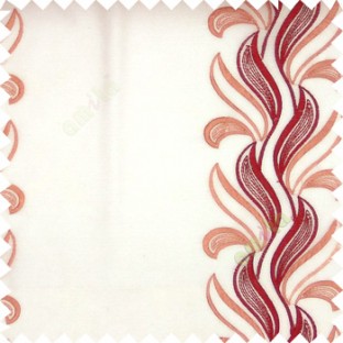 Maroon orange white color vertical floral leaf embroidery designs long leaves horizontal fine lines with polyester transparent fabric sheer curtain