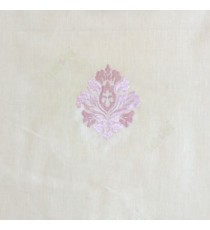 Pink cream color small damask pattern embroidery cotton finished sheer curtain