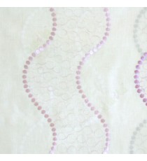 Purple cream color vertical flowing waves geometric circles polka ball chain waves cotton finished sheer curtain