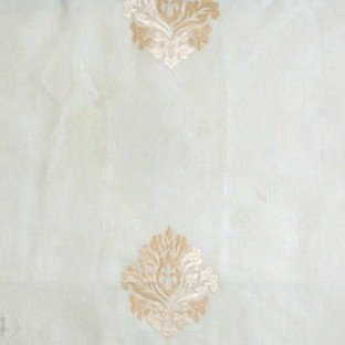 Cream beige color small damask pattern embroidery cotton finished sheer curtain