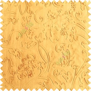 Gold color beautiful floral design high compressed  embossed patterns carved finished surface texture designs horizontal lines  polyester main curtain fabric