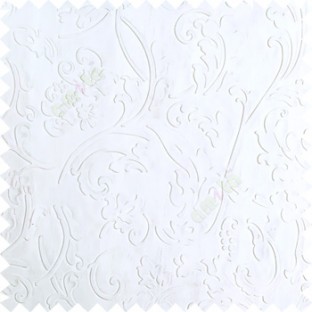 Pure white color beautiful floral design high compressed  embossed patterns carved finished surface texture designs horizontal lines  polyester main curtain fabric