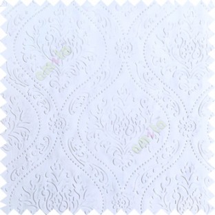 Pure white color Traditional damask design texture finished embossed patterns clear design polka dots swirls flower horizontal lines  polyester main curtain fabric