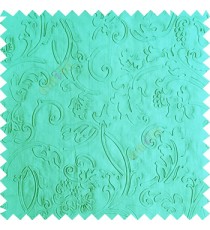 Blue color beautiful floral design high compressed  embossed patterns carved finished surface texture designs horizontal lines  polyester main curtain fabric