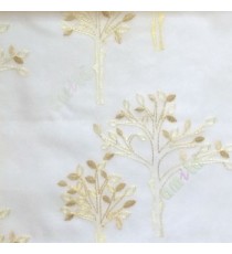 Beige cream color tree flower oval shaped embroidery tree pattern cream background sheer curtain