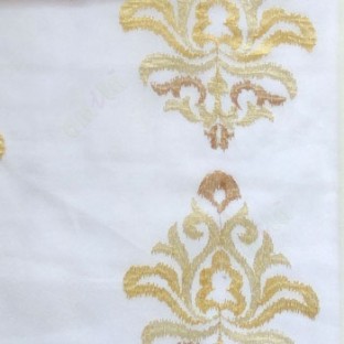 Beige cream color traditional embroidery damask pattern in cream background sheer curtain