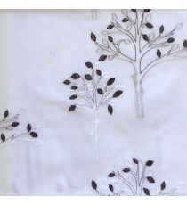 Black and white color tree flower oval shaped embroidery tree pattern white background sheer curtain