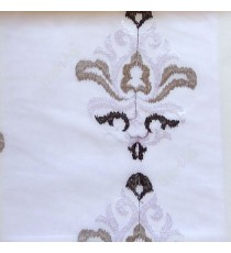 Black and white color traditional embroidery damask pattern in white background sheer curtain
