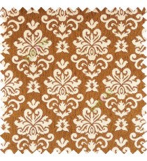 Gold brown beige color beautiful traditional damask design complete texture surface swirls star thick polyester sofa fabric