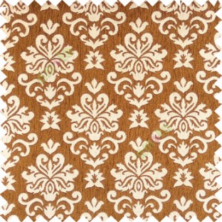 Gold brown beige color beautiful traditional damask design complete texture surface swirls star thick polyester sofa fabric