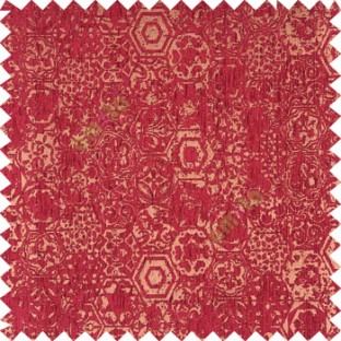 Maroon gold color traditional designs hexagon honeycomb texture small dots flower small leaf sofa fabric