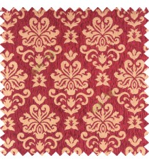 Maroon gold color beautiful traditional damask design complete texture surface swirls star thick polyester sofa fabric