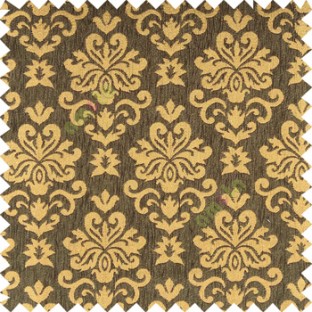 Green gold color beautiful traditional damask design complete texture surface swirls star thick polyester sofa fabric