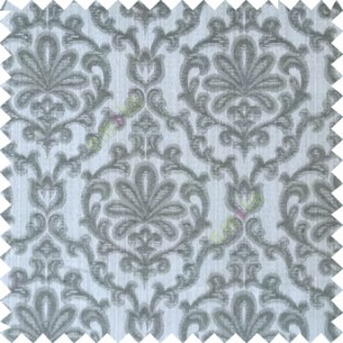 Black grey color traditional design complete texture pattern floral leaf swirls with polyester thick fabric main curtain