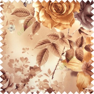 Gold white black beige color beautiful natural big rose daisy flower leaves Japanese flowers with texture finished polyester sheer curtain