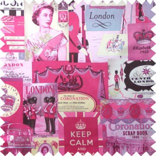 Pink black purple grey color queen alphabets guard with gun decorative screens crown London flag big ben clock main curtain 