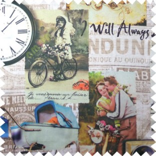 Blue orange pink green brown black beige color vintage vehicles cycles motorcycles couples flowers alphabets clocks wheels swatch main curtain