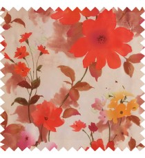 Red orange brown cream pink color beautiful long stem support flower texture fabric leaves thick base fabric main curtain