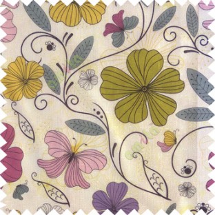 Green purple black grey white color beautiful floral designs daisy flowers long swirls leaves small dots with transparent net finished butterfly heart patterns sheer curtain