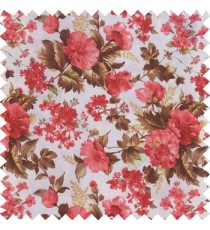 Red brown white color natural complete flower small Japanese floral pattern with thick texture base fabric main curtain
