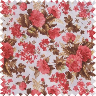 Red brown white color natural complete flower small Japanese floral pattern with thick texture base fabric main curtain