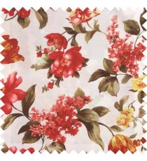 Red brown white yellow gold color beautiful rose flower big leaves with texture finished polyester base fabric main curtain