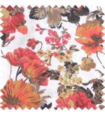 Red brown black white color beautiful flower small Japanese leaves flower buds with thick polyester finished base fabric main curtain
