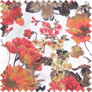 Red brown black white color beautiful flower small Japanese leaves flower buds with thick polyester finished base fabric main curtain