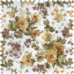 Green gold white color natural complete flower small Japanese floral pattern with thick texture base fabric main curtain